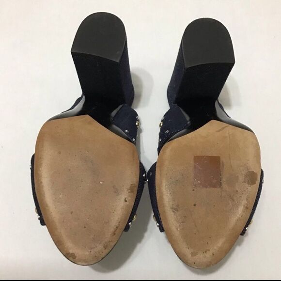 Tabitha Simmons Celia Denim Jean Mules Studded Size 39 - Picture 4 of 8